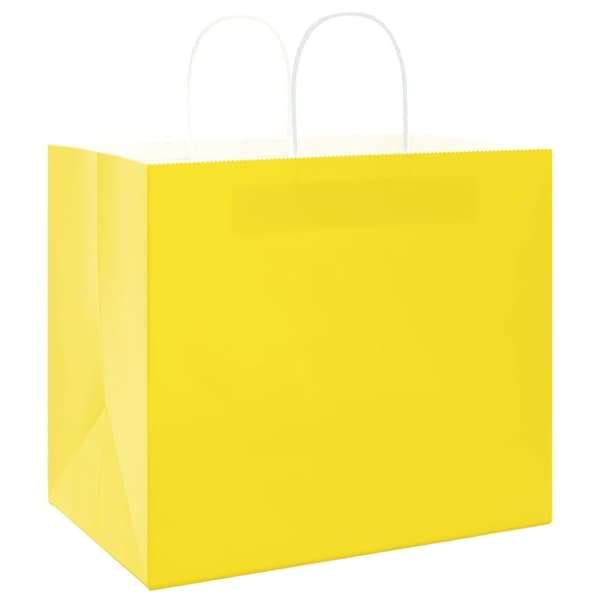 vidaXL Kraftpapperspåsar 50 st med handtag gul 32x22x28 cm
