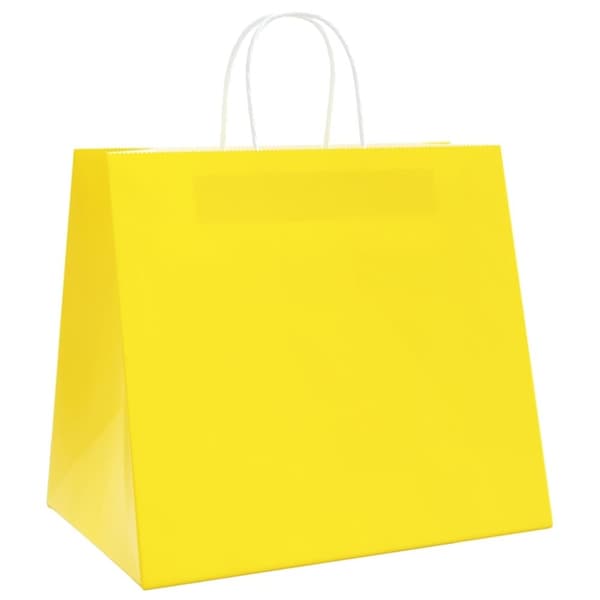 vidaXL Kraftpapperspåsar 50 st med handtag gul 32x22x28 cm