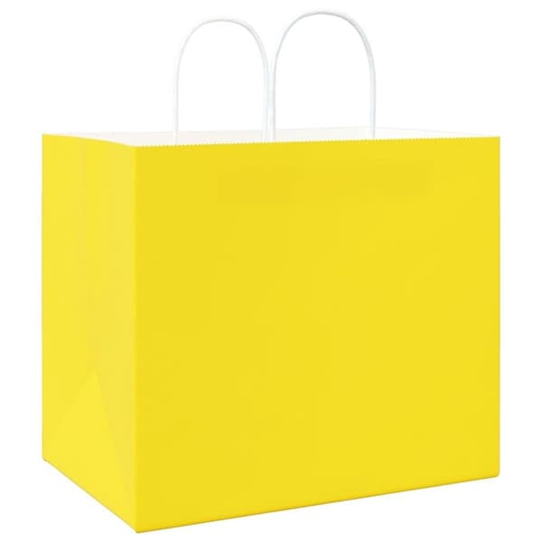 vidaXL Kraftpapperspåsar 50 st med handtag gul 32x22x28 cm
