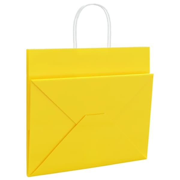 vidaXL Kraftpapperspåsar 50 st med handtag gul 32x22x28 cm