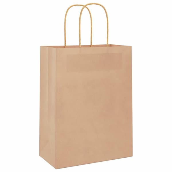 vidaXL Papperspåsar 250 st med handtag brun 21x11x28 cm