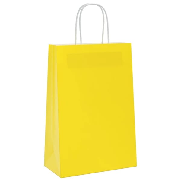 vidaXL Kraftpapperspåsar 250 st med handtag gul 21x11x31 cm