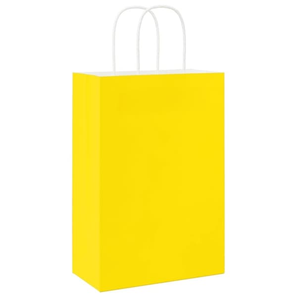vidaXL Kraftpapperspåsar 250 st med handtag gul 21x11x31 cm