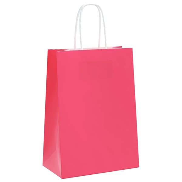vidaXL Kraftpapperspåsar 250 st med handtag rosa 15x8x21 cm