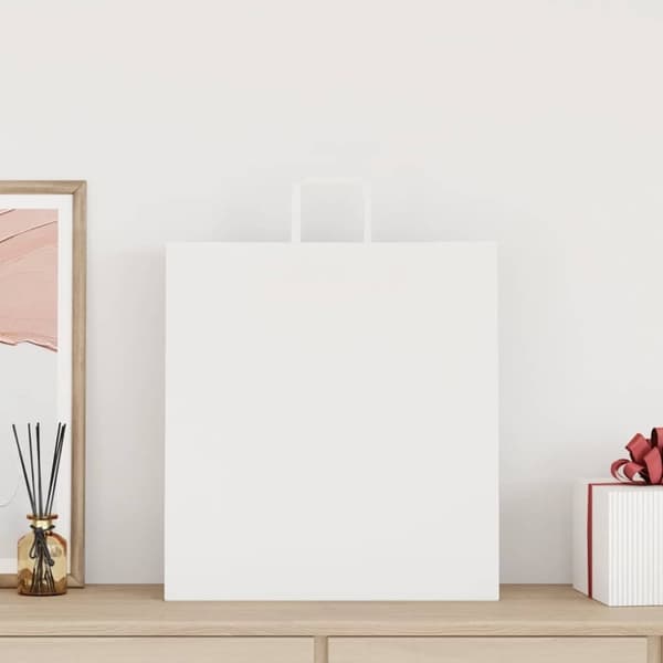 vidaXL Kraftpapperspåsar 250 st med handtag vit 45x17x48 cm