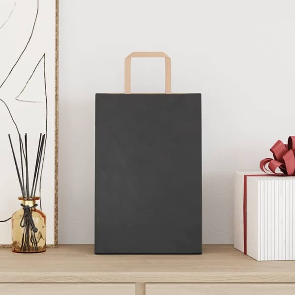 vidaXL Kraftpapperspåsar 50 st med handtag svart 21x11x31 cm