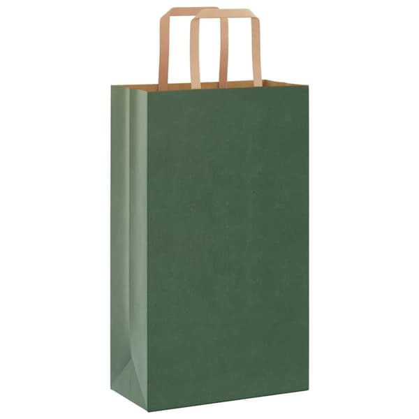 vidaXL Kraftpapperspåsar 50 st med handtag grön 21x11x36 cm
