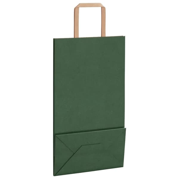 vidaXL Kraftpapperspåsar 50 st med handtag grön 21x11x36 cm