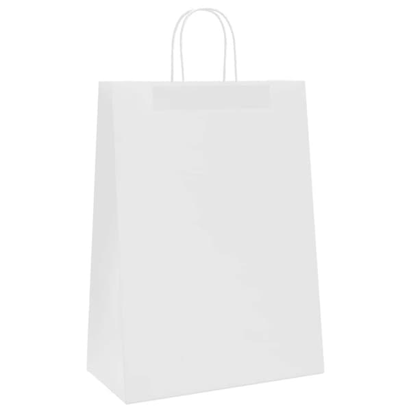 vidaXL Kraftpapperspåsar 50 st med handtag vit 32x17x44 cm