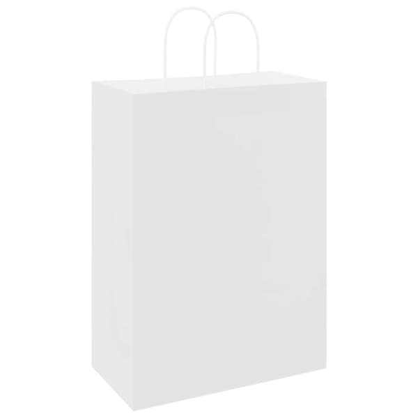 vidaXL Kraftpapperspåsar 50 st med handtag vit 32x17x44 cm