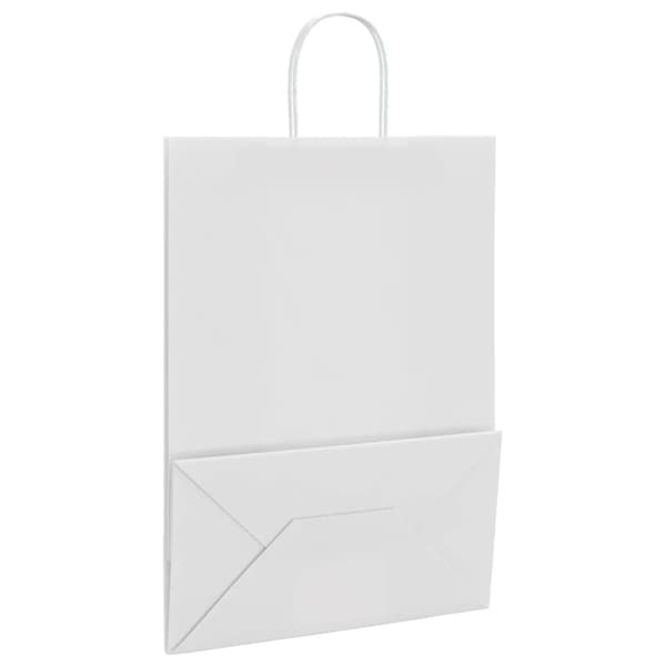 vidaXL Kraftpapperspåsar 50 st med handtag vit 32x17x44 cm