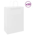 Miniatyrbild 1 av 11: vidaXL Kraftpapperspåsar 50 st med handtag vit 32x17x44 cm