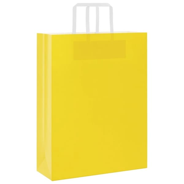 vidaXL Kraftpapperspåsar 50 st med handtag gul 32x12x42 cm