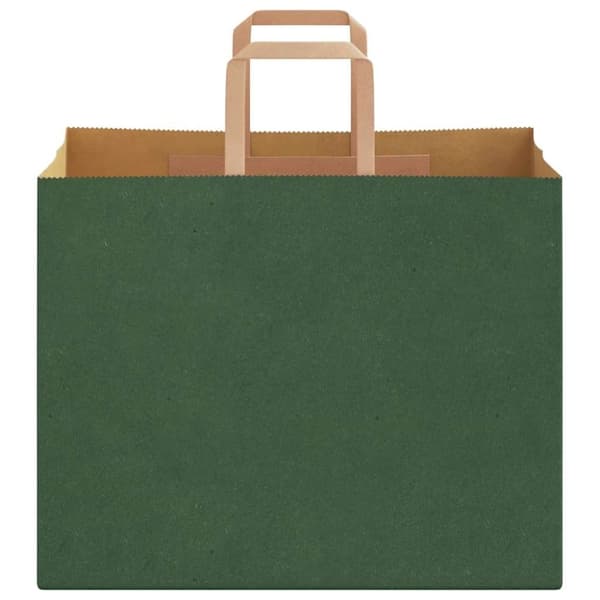 vidaXL Kraftpapperspåsar 50 st med handtag grön 32x22x24 cm