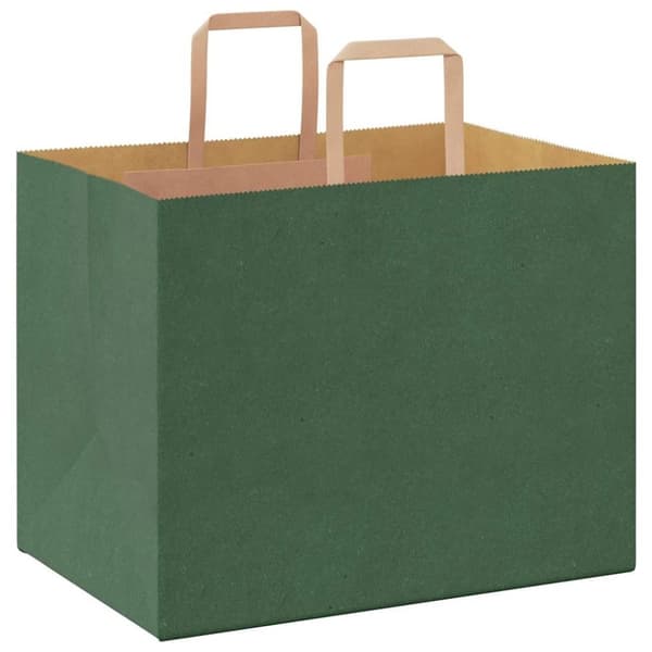 vidaXL Kraftpapperspåsar 50 st med handtag grön 32x22x24 cm