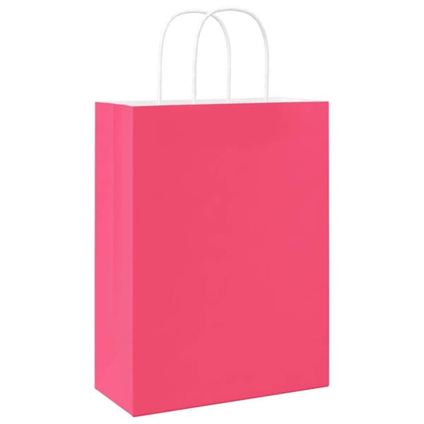 vidaXL Papirposer 250 stk med håndtak rosa 26x12x35 cm