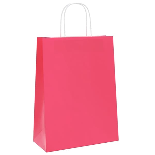 vidaXL Kraftpapperspåsar 50 st med handtag rosa 26x12x35 cm