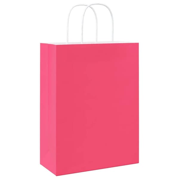 vidaXL Kraftpapperspåsar 50 st med handtag rosa 26x12x35 cm