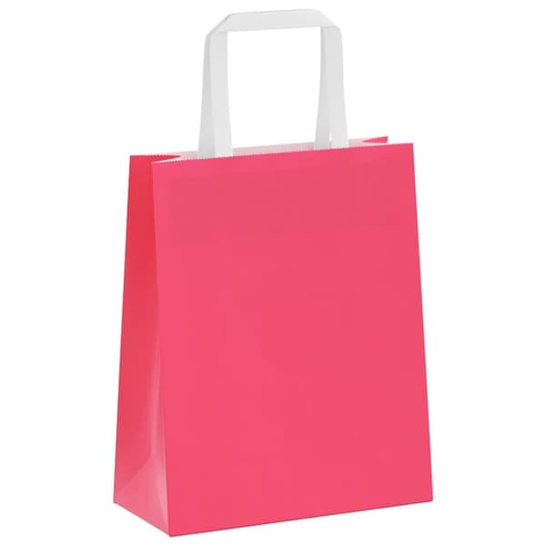 vidaXL Kraftpapperspåsar 50 st med handtag rosa 18x8x22 cm