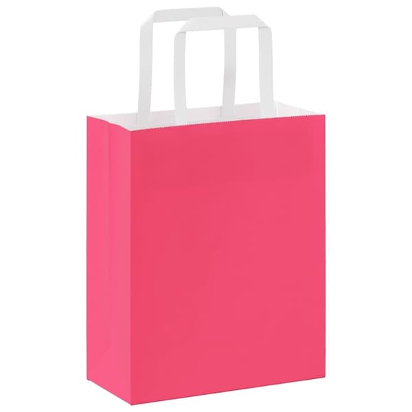 vidaXL Kraftpapperspåsar 50 st med handtag rosa 18x8x22 cm