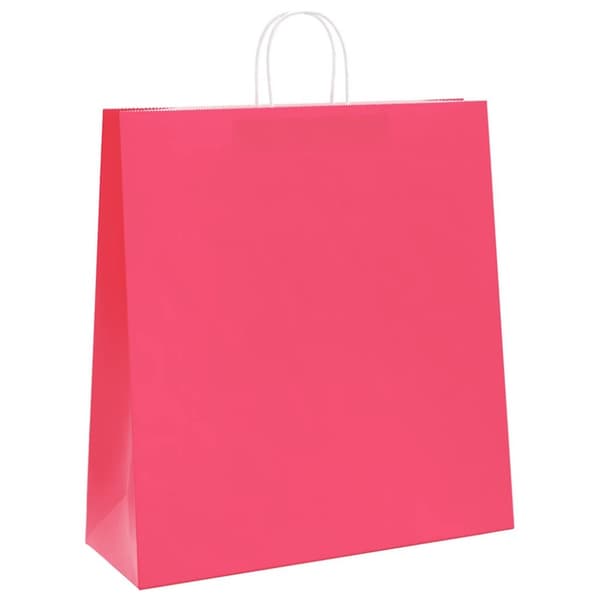 vidaXL Kraftpapperspåsar 250 st med handtag rosa 45x17x48 cm