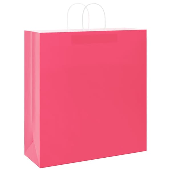 vidaXL Kraftpapperspåsar 250 st med handtag rosa 45x17x48 cm