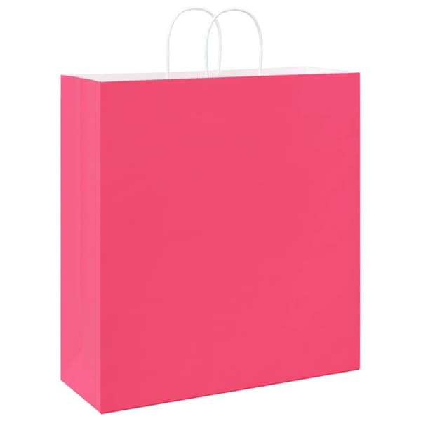 vidaXL Kraftpapperspåsar 250 st med handtag rosa 45x17x48 cm