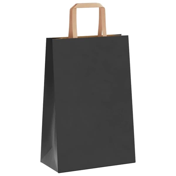 vidaXL Kraftpapperspåsar 250 st med handtag svart 21x11x31 cm