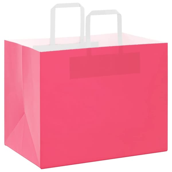 vidaXL Papirposer 50 stk med håndtak rosa 32x22x24 cm