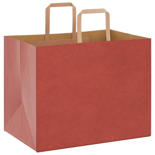 vidaXL Kraftpapperspåsar 250 st med handtag röd 32x22x24 cm