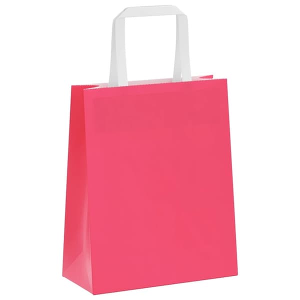 vidaXL Kraftpapperspåsar 250 st med handtag rosa 18x8x22 cm