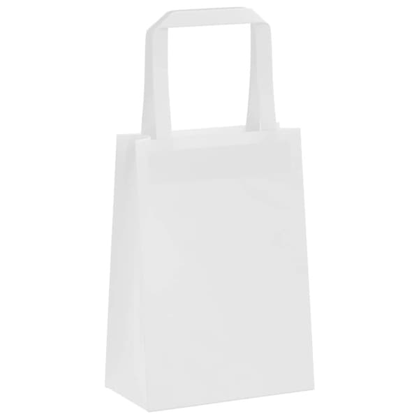 vidaXL Papirposer 50 stk med håndtak hvit 15x8x21 cm