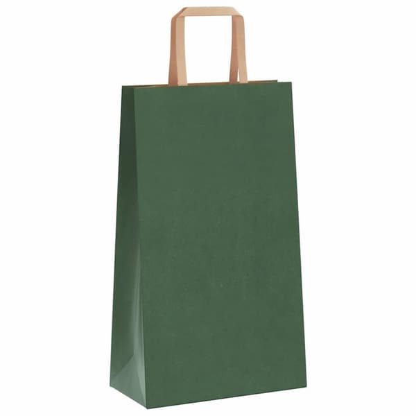 vidaXL Kraftpapperspåsar 250 st med handtag grön 21x11x36 cm