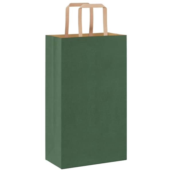 vidaXL Kraftpapperspåsar 250 st med handtag grön 21x11x36 cm