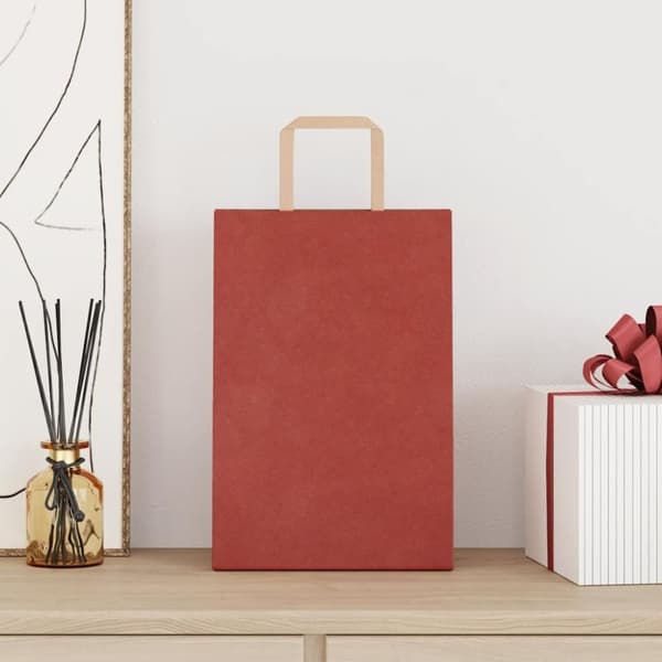 vidaXL Kraftpapperspåsar 50 st med handtag röd 21x11x31 cm