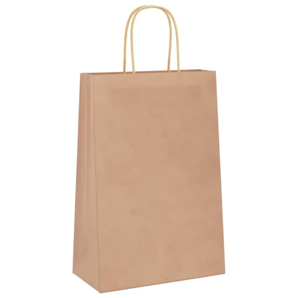 vidaXL Papperspåsar 50 st med handtag brun 21x11x31 cm