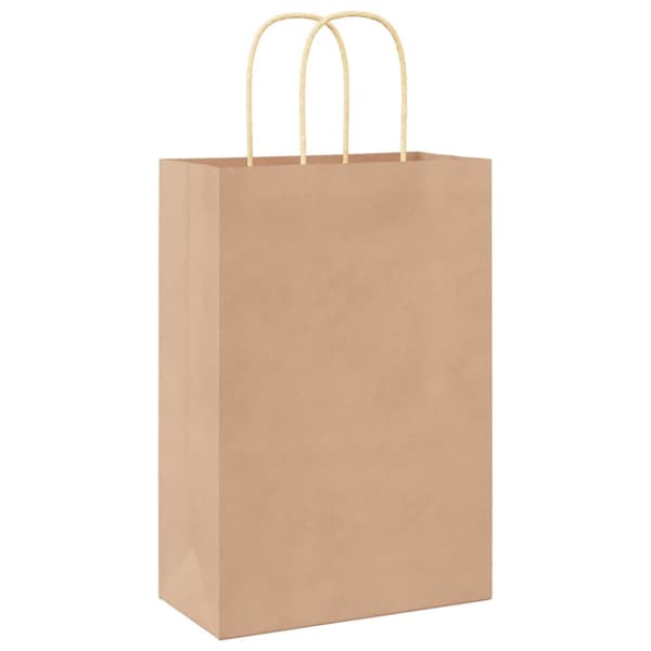 vidaXL Papperspåsar 50 st med handtag brun 21x11x31 cm
