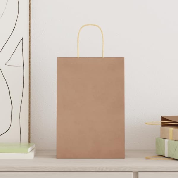 vidaXL Papperspåsar 50 st med handtag brun 21x11x31 cm