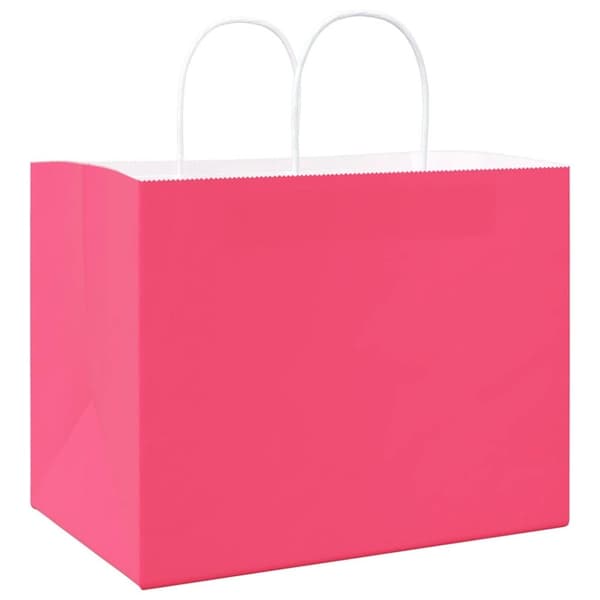 vidaXL Papirposer 250 stk med håndtak rosa 32x22x24 cm