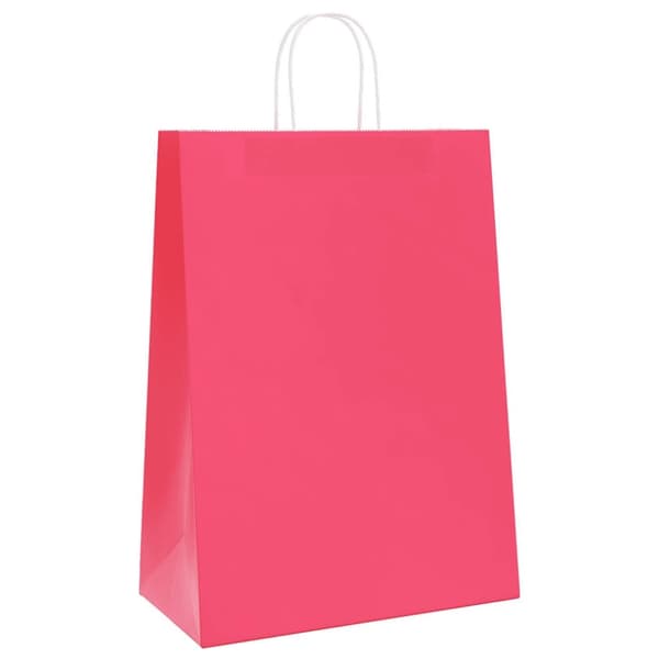 vidaXL Kraftpapperspåsar 50 st med handtag rosa 32x17x44 cm