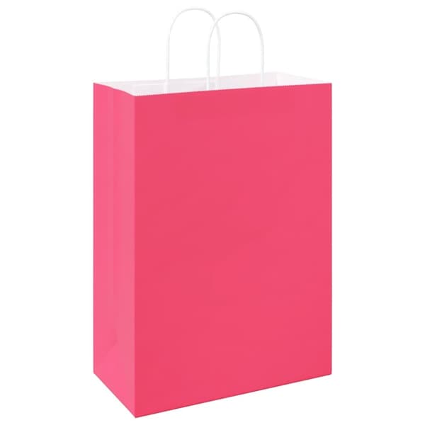 vidaXL Kraftpapperspåsar 50 st med handtag rosa 32x17x44 cm