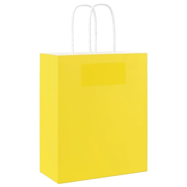 vidaXL Kraftpapperspåsar 50 st med handtag gul 18x8x22 cm