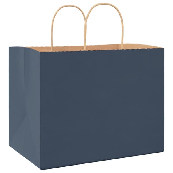 vidaXL Kraftpapperspåsar 50 st med handtag blå 32x22x24 cm