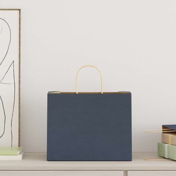 vidaXL Kraftpapperspåsar 50 st med handtag blå 32x22x24 cm