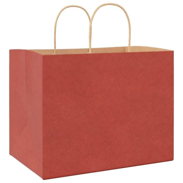 vidaXL Kraftpapperspåsar 250 st med handtag röd 32x22x24 cm