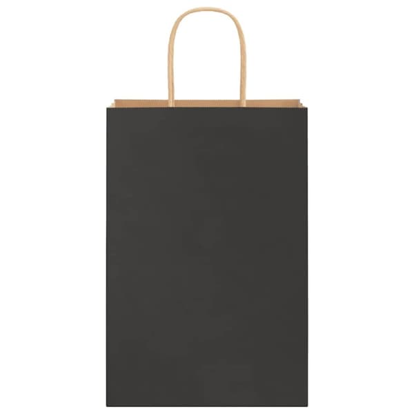vidaXL Papperspåsar 50 st med handtag svart 21x11x31 cm