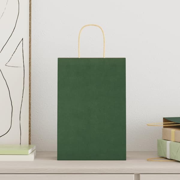 vidaXL Kraftpapperspåsar 250 st med handtag grön 21x11x31 cm
