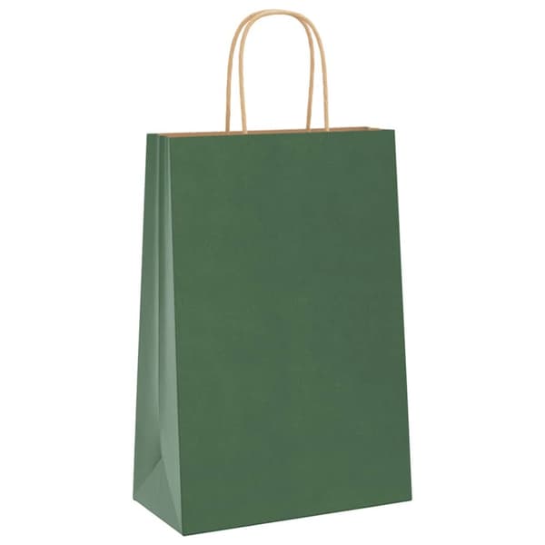vidaXL Kraftpapperspåsar 50 st med handtag grön 21x11x31 cm