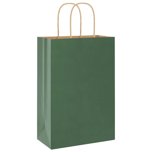 vidaXL Kraftpapperspåsar 50 st med handtag grön 21x11x31 cm