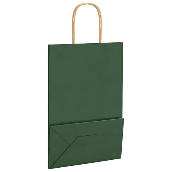 vidaXL Kraftpapperspåsar 50 st med handtag grön 21x11x31 cm